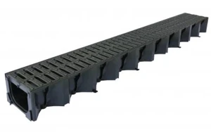 ACO HexDrain Channel A15 Loading with Black Plastic Grating, 1m